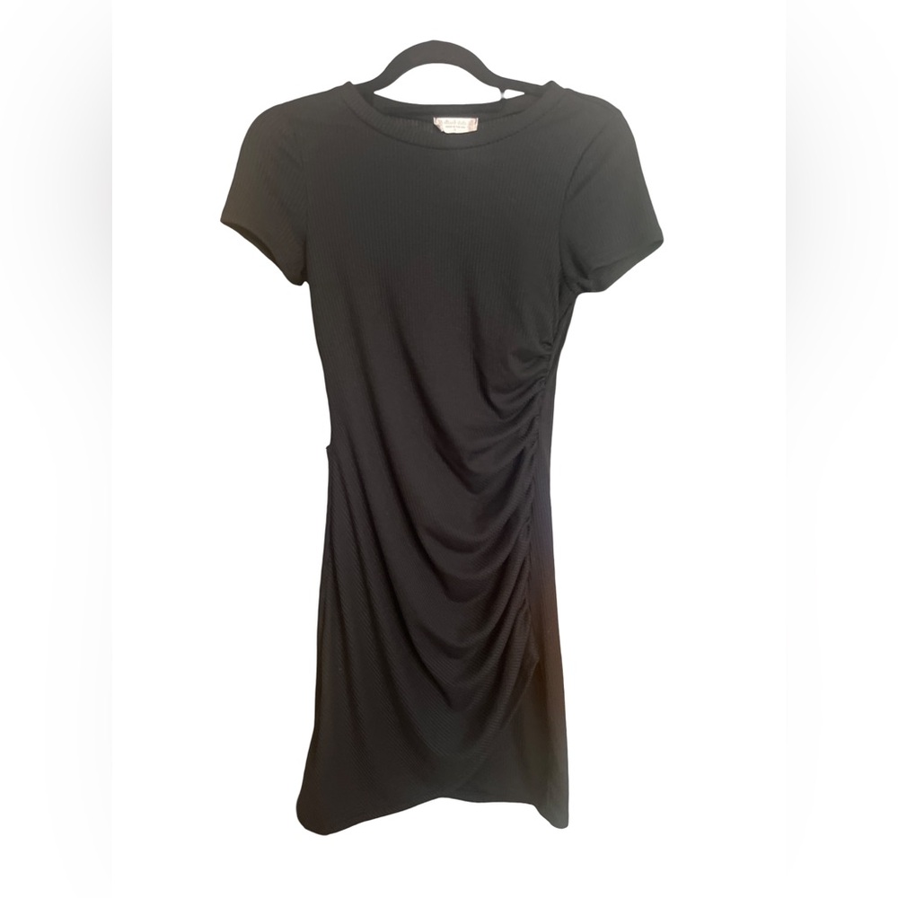 Altar'd State Black Ribbed Faux Wrap Mini Dress Size Small